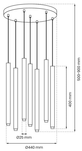 Luster na lanku MONZA 7xG9/8W/230V čierna/zlatá