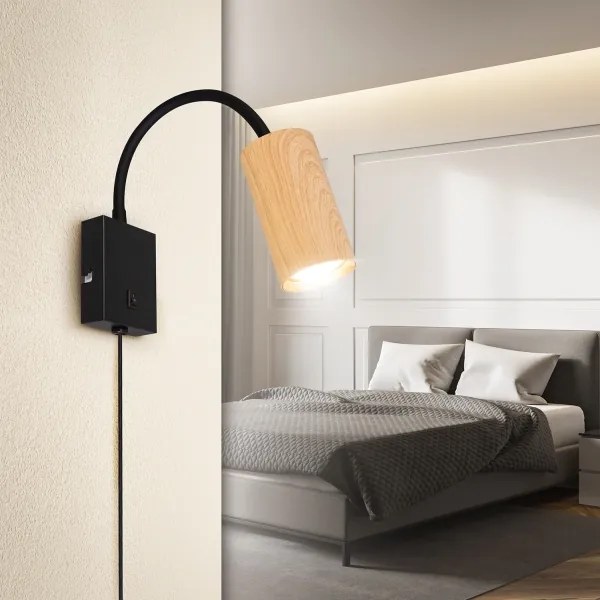 Brilagi - Flexibilná nástenná lampa SELE 1xGU10/30W/230V čierna/dubový dekor