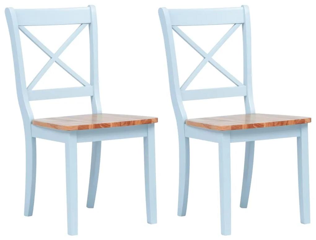 vidaXL Jedálenské stoličky 2 ks, sivé a svetlé drevo, kaučukový masív