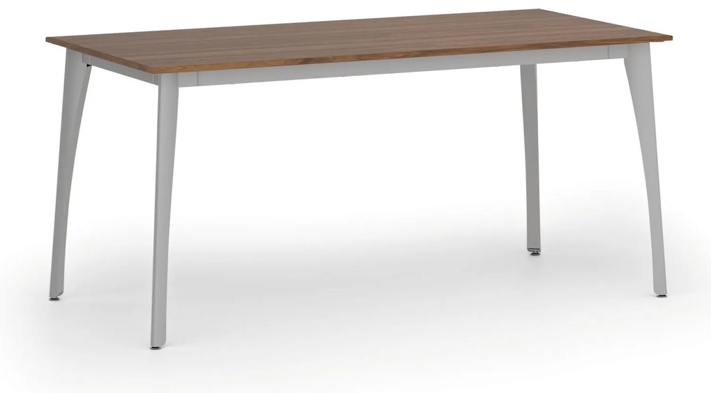 Rokovací kancelársky stôl PRIMO OMEGA, 160x80 cm, sivá podnož, orech