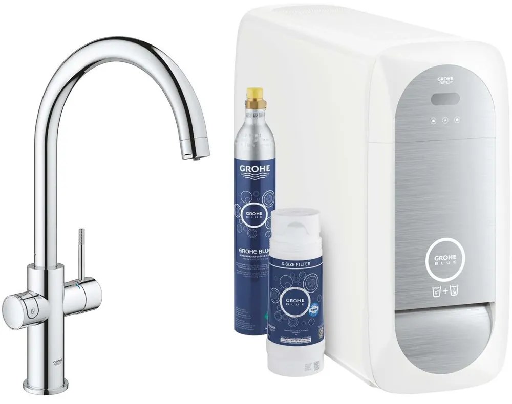 GROHE Blue Home páková drezová batéria Duo s chladiacim zariadením a filtráciou, výška výtoku 285 mm, chróm, 31455001