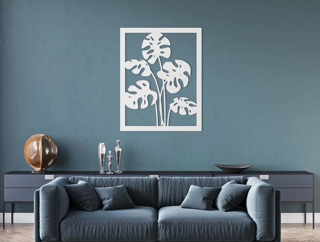 drevko Drevený obraz Listy kvetu Monstera deliciosa Rozmer obrazu: 41,5 x 32,5 cm, Farba dekorácie: Čierna