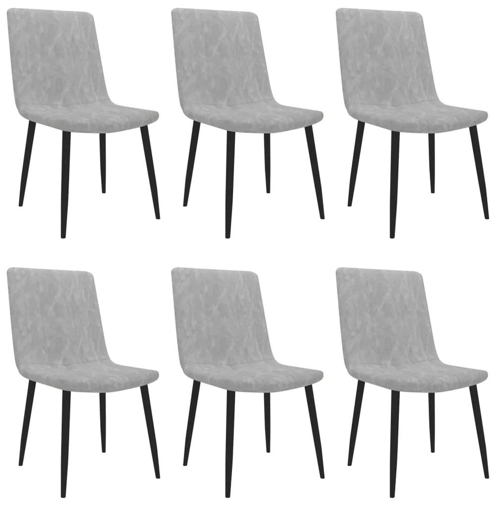 vidaXL Jedálenské stoličky 6 ks, svetlosivé, umelá koža