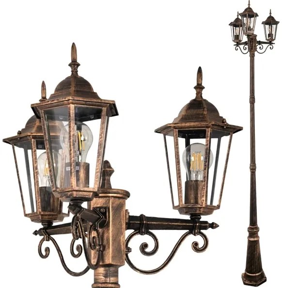 Vonkajšia lampa 3xE27/20W/230V IP43 2,58 m patina