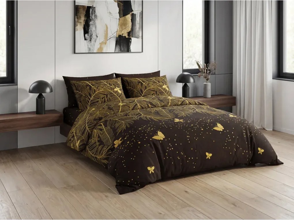 Sada obliečok z mikrovlákna VISATA čierna + obliečka na vankúš 45 x 45 cm ZDARMA