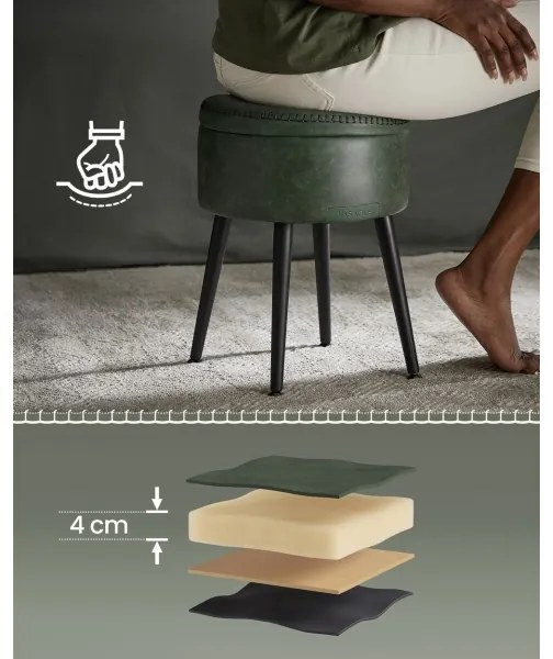 Kožený taburet CORE zelený