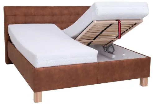 Čalúnená posteľ s matracom a úložným priestorom VIOLET 160x200 cm koňaková hnedá