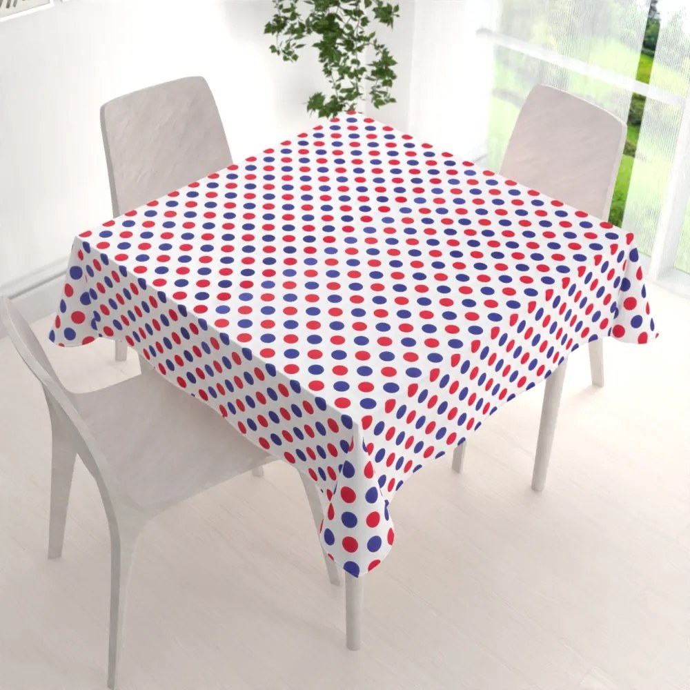 Biante Bavlnený štvorcový obrus Sandra SA-242 Červené a modré bodky 140x140 cm