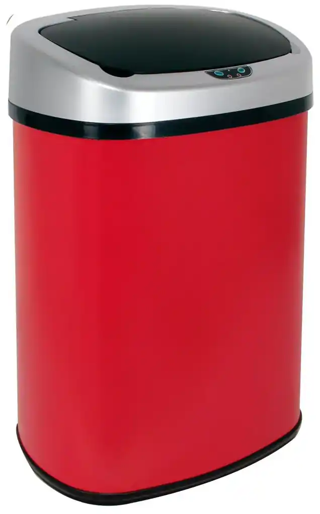 Bezdoteku Bezdotykový odpadkový kôš červený nerezový hranatý senzorový 38 L  | BIANO
