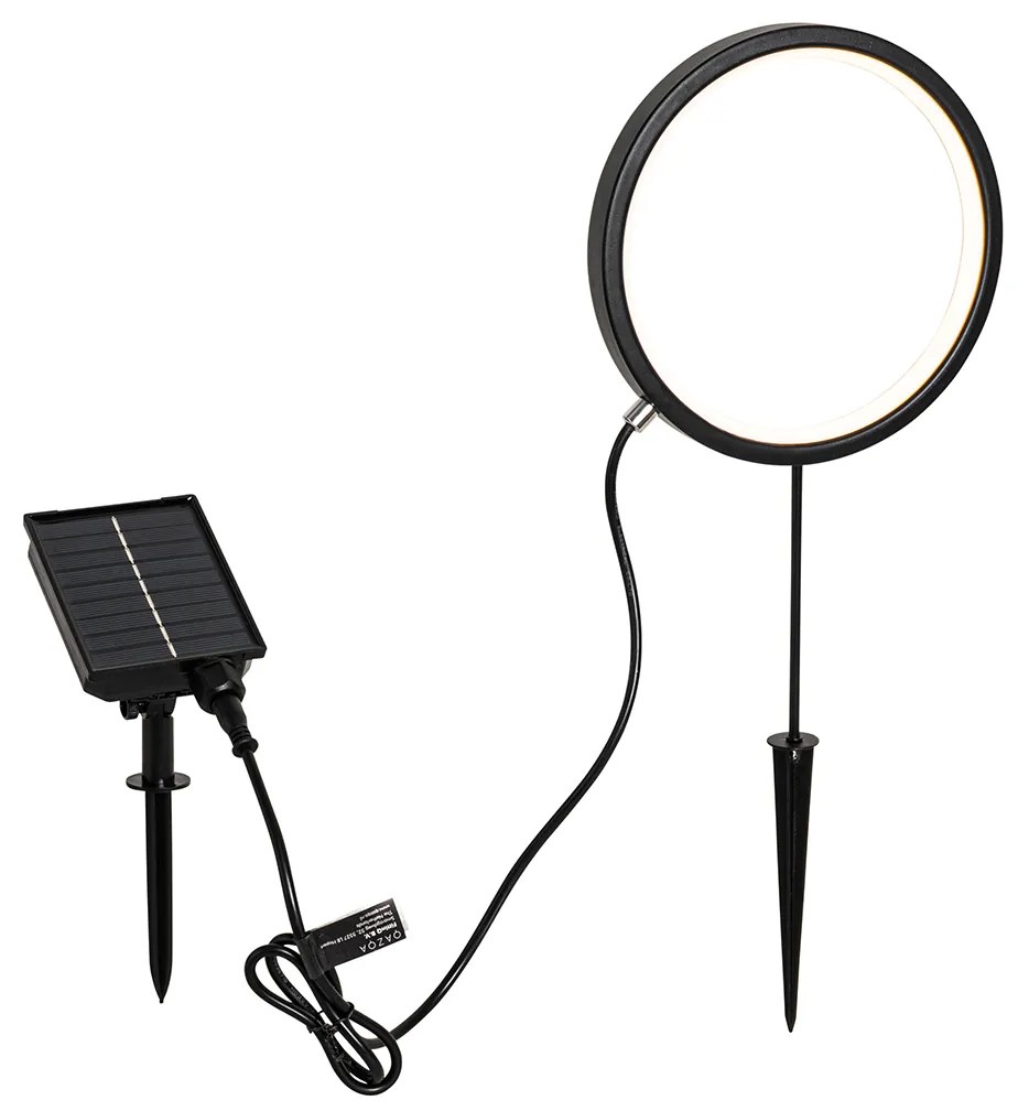 Bodové svetlo čierne 50 cm vrátane nabíjateľnej a solárnej LED IP65 - Adalind