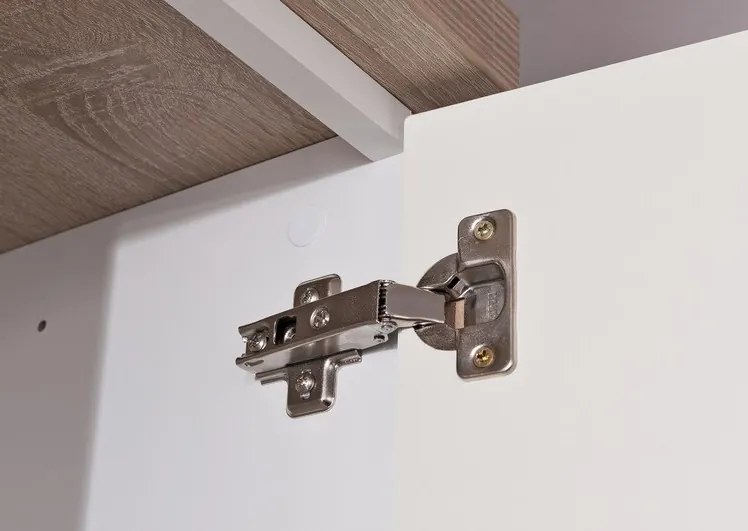 Vitrína Caracas typ 28, dub / biely lesk, s osvetlením