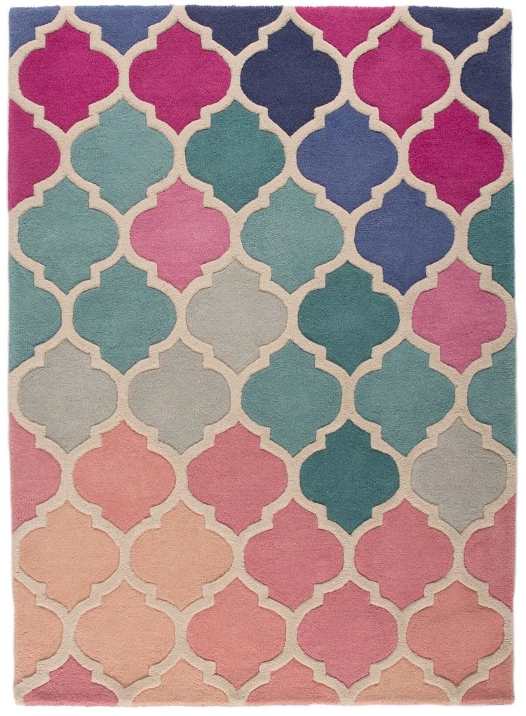 Flair Rugs koberce Ručne všívaný kusový koberec Illusion Rosella Pink / Blue - 80x150 cm