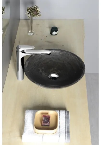 Sapho - Umývadlo na dosku BLOK pr. 40 cm hnedé/kameň