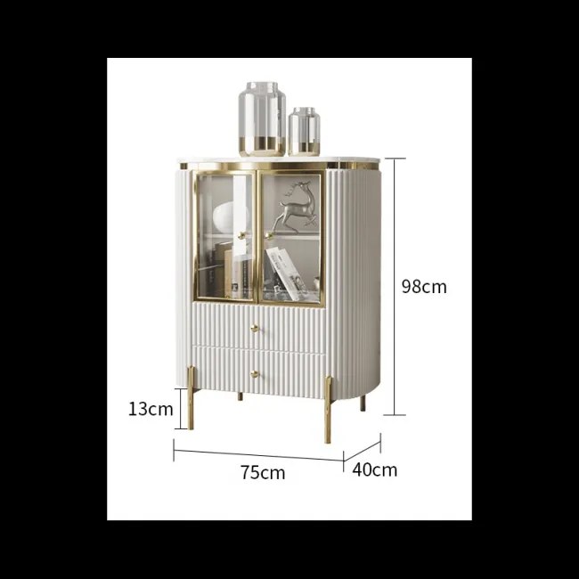 KOMODA GASTON ZLATÉ NOHY + BIELA + SYNTETICKÝ MRAMOR