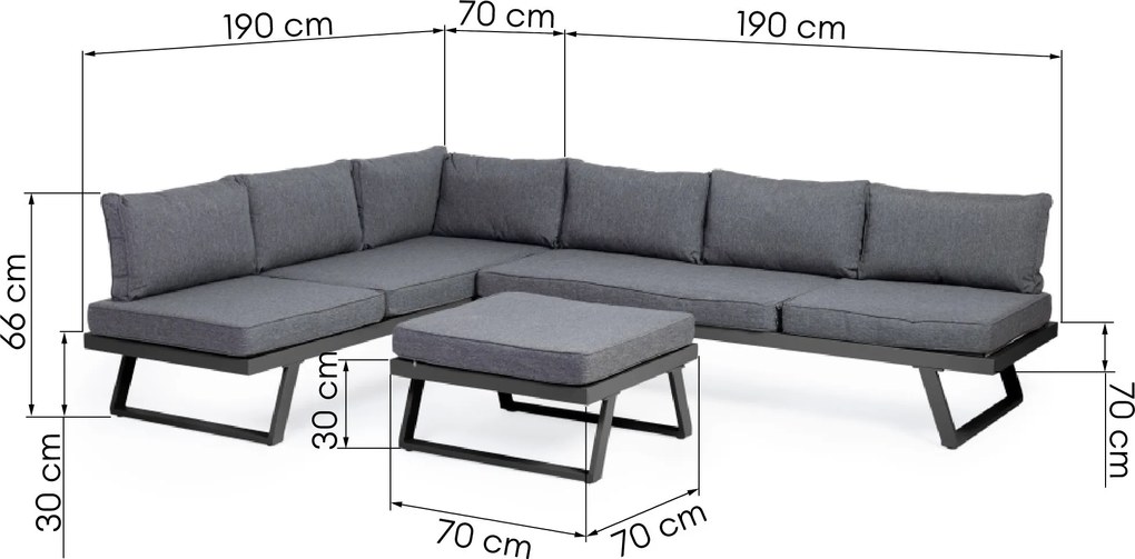 Sada zahradního nábytku LAFOOLE LUNGE tmavě šedá