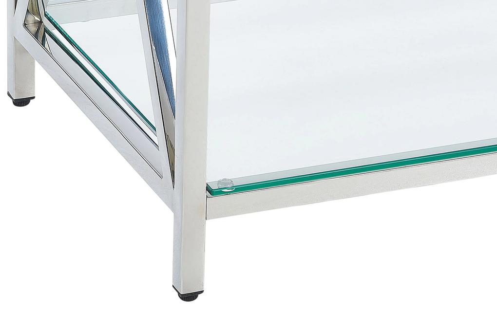 Konzolový stolík so sklenenou doskou strieborný AUDET Beliani