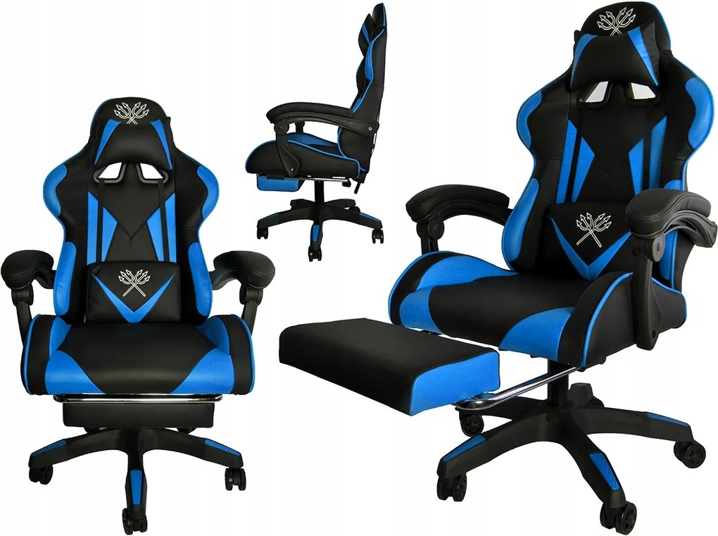 ISO Herná stolička čierna - modrá, 8979