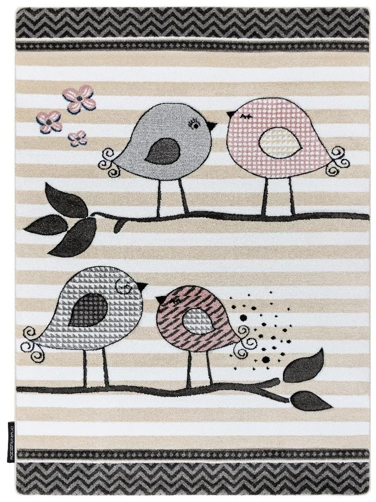 Dywany Łuszczów Detský kusový koberec Petit Birds cream - 180x270 cm