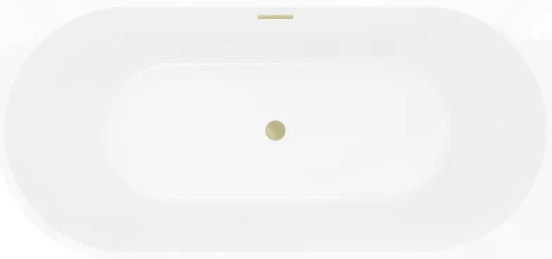 Mexen Silo, rohová voľne stojaca ryhovaná vaňa, pravá, 170 x 80 cm, biela-čierna, zlatý matný prepad, 52891708075P-55