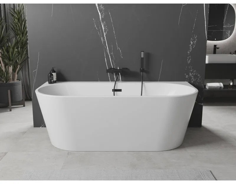 Mexen Oval+, voľne stojaca vaňa ku stene 170 x 80 cm, biela lesklá, čierna matná, 52681708000-70