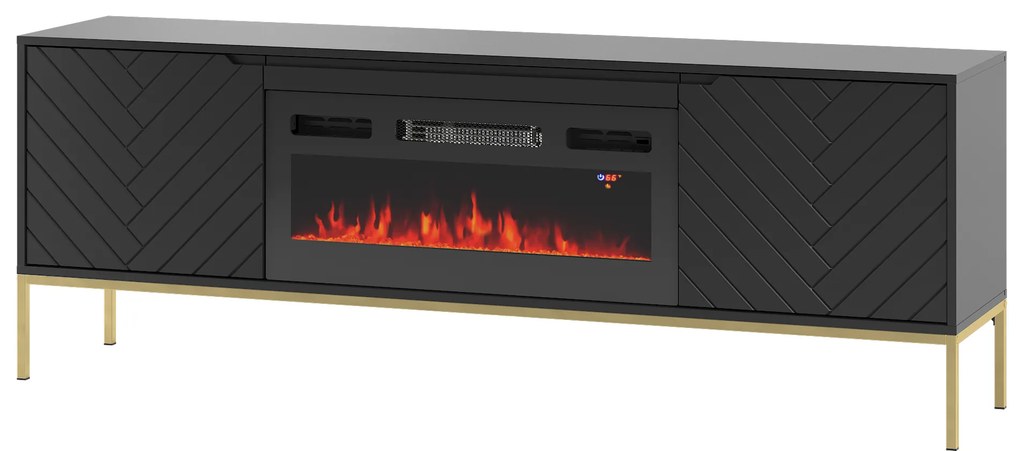 TV stolík EMY čierna s elektrickým krbom