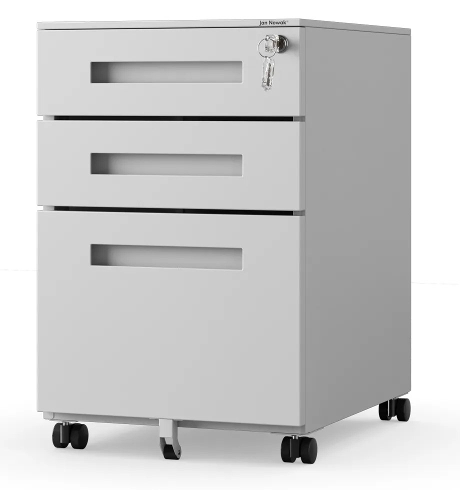 Kovový kontajner pod stôl KATE 390 x 600 x 500 mm, sivý