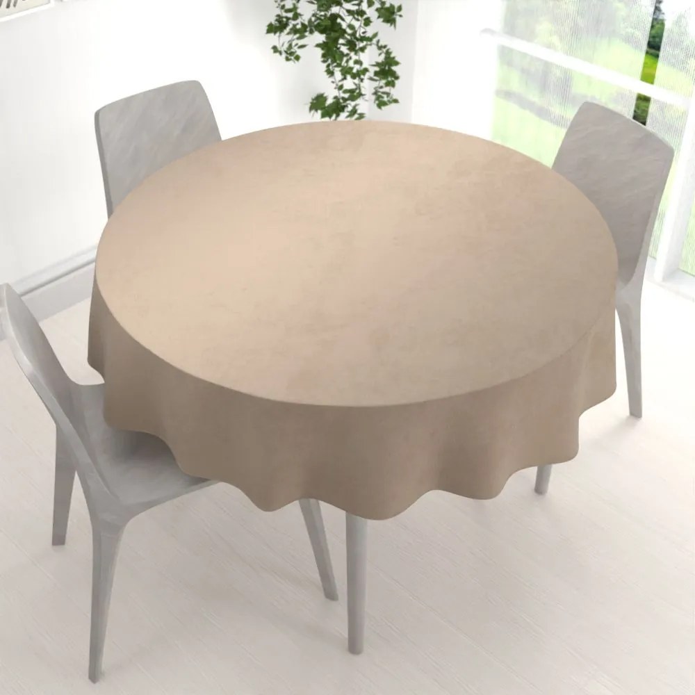 Biante Zamatový okrúhly obrus Velvet Premium SVP-042 Béžovohnedý Ø 100 cm