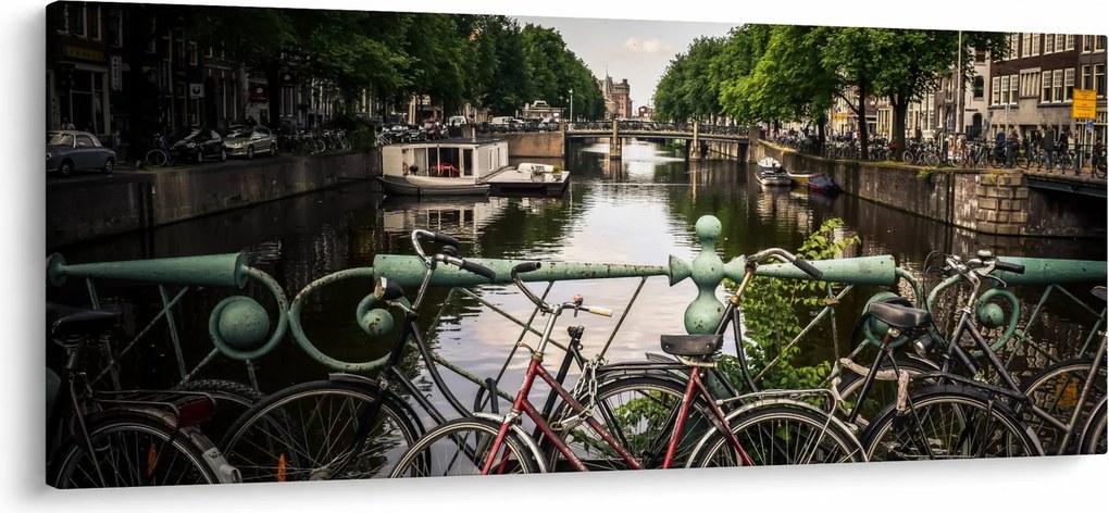 Obraz bicykla v meste (120x50 cm)