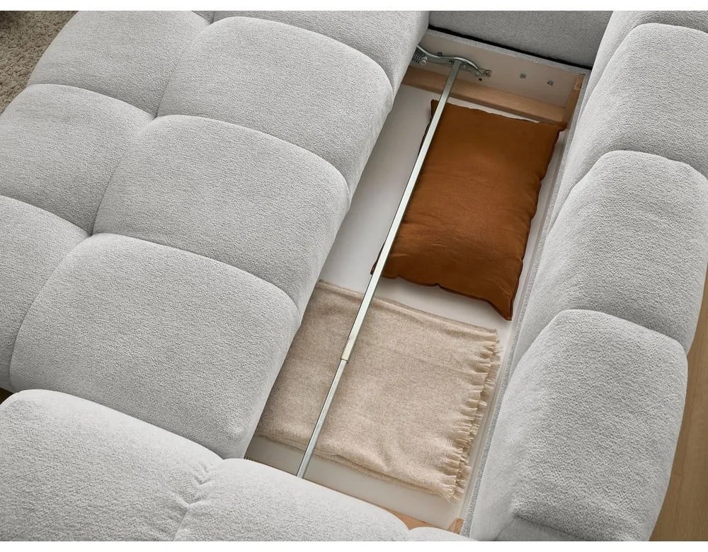 Svetlosivá ženilková rozkladacia/s úložným priestorom rohová pohovka (ľavý roh/do L) Everest – Bobochic Paris