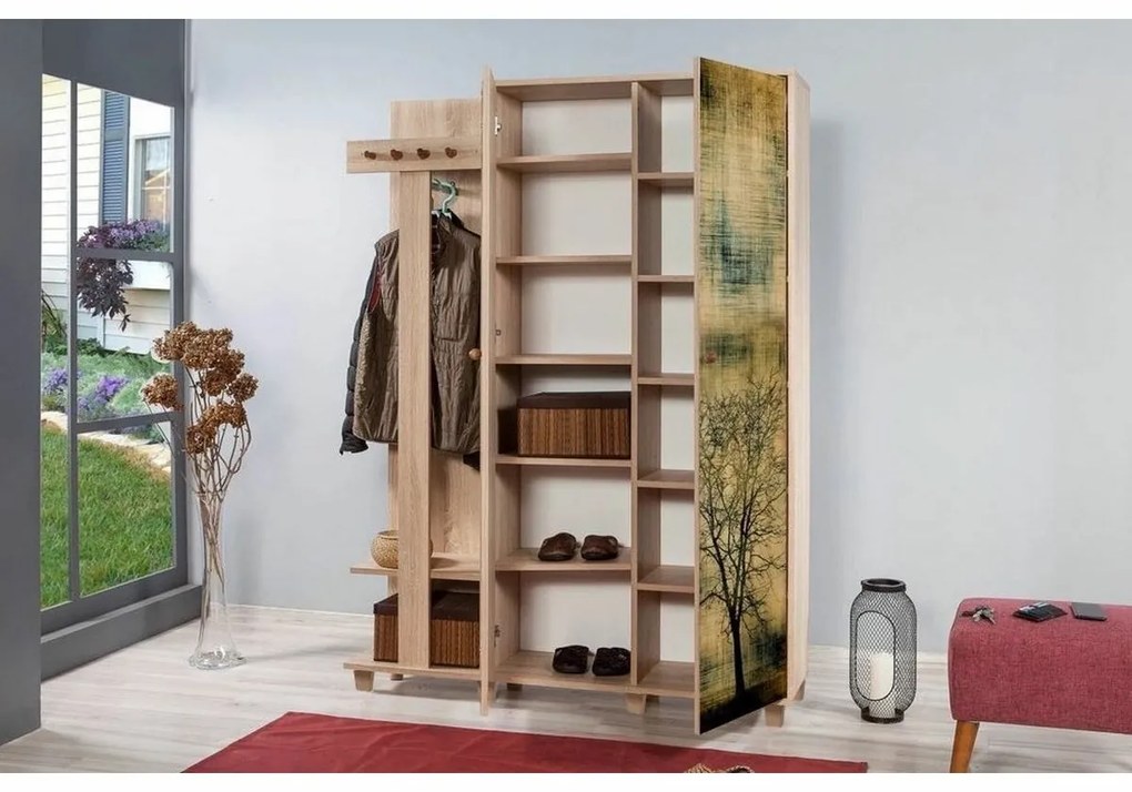 Vešiak so skriňou Garmanto Tree Sonoma Oak Double