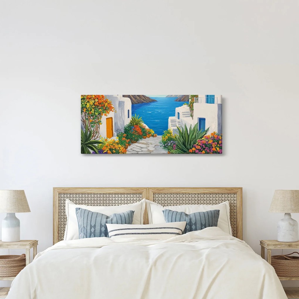 Obraz - Grécka ulička (120x50 cm)