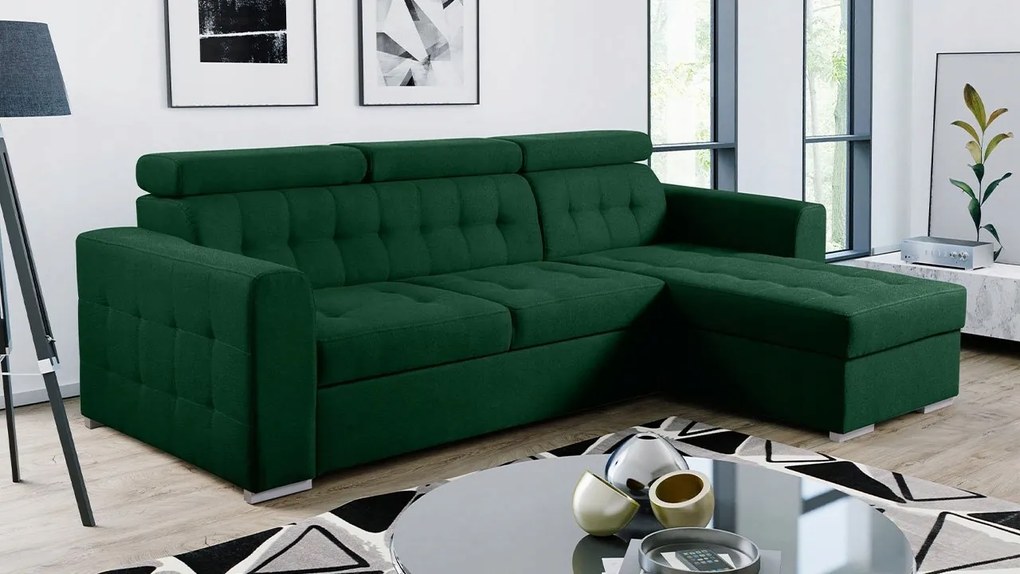 Rohová sedacia súprava Somkera (tmavozelená)