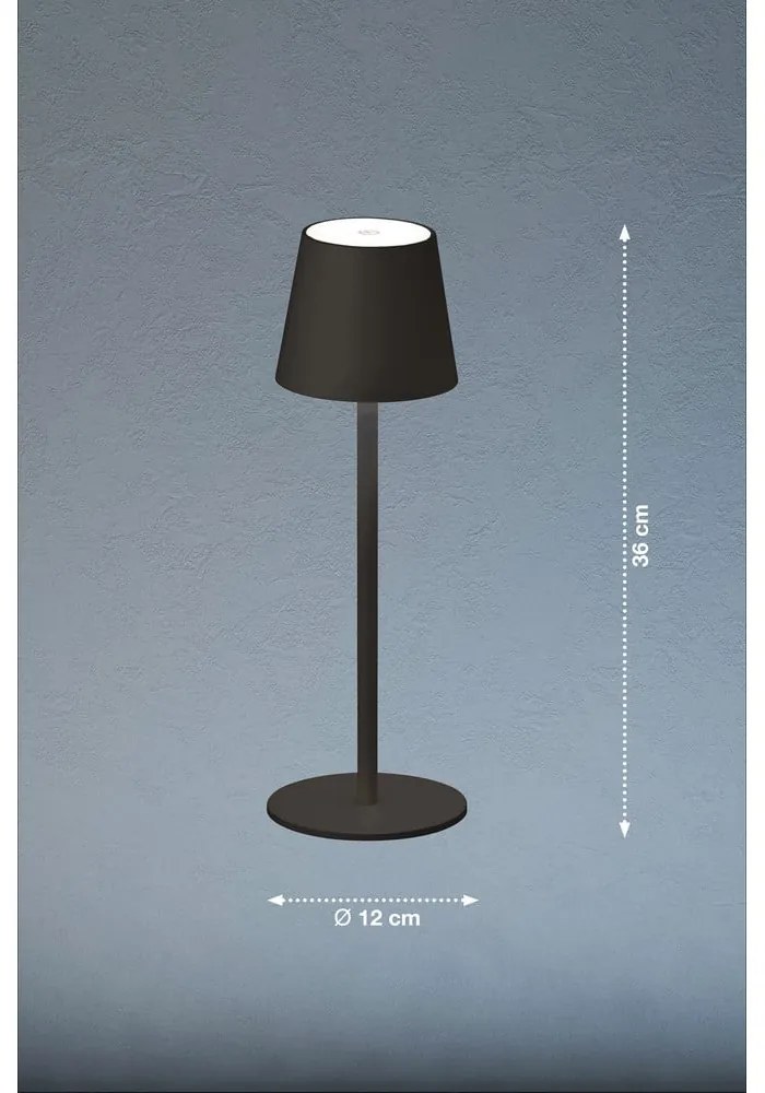 Čierna LED stmievateľná stolová lampa so senzorom pohybu a s kovovým tienidlom (výška 38 cm) Tropea – Fischer &amp; Honsel