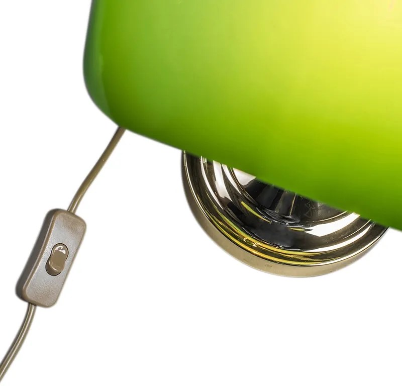 Klasická stolná lampa/lampa notára mosadz s zeleným sklom - Banker