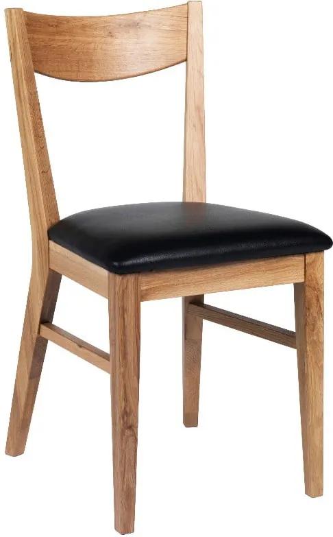 Hnedá dubová jedálenská stolička s čiernym sedadlom Rowico Dylan