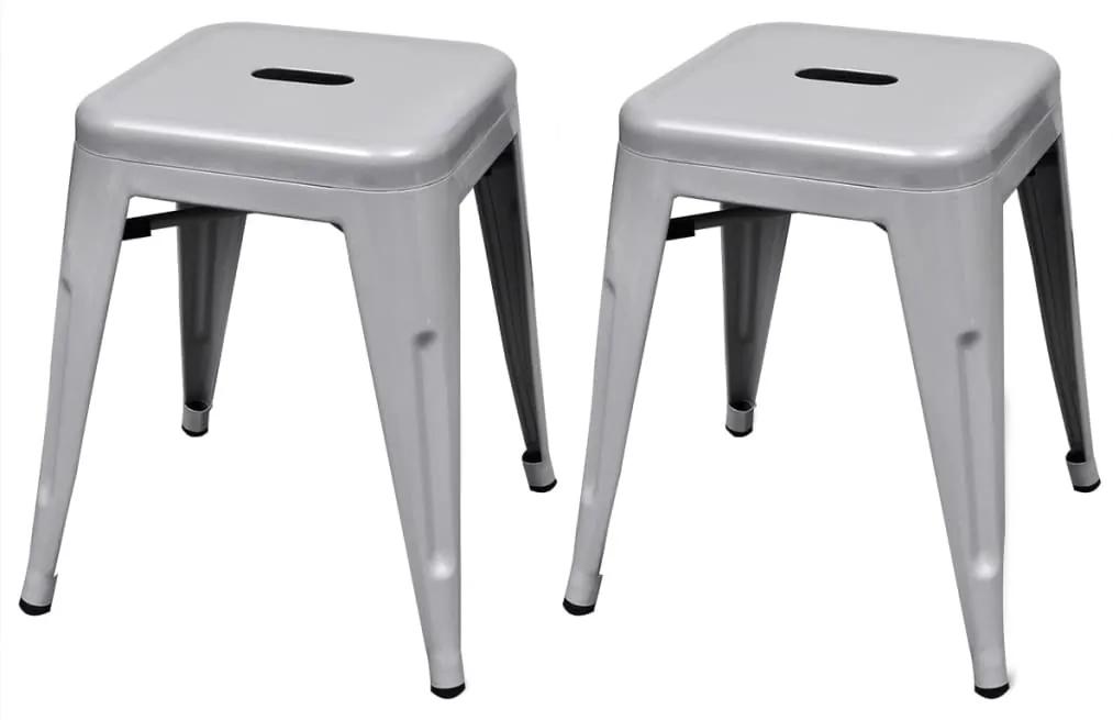 Stohovateľné stoličky 2 ks, sivé, kov 241539