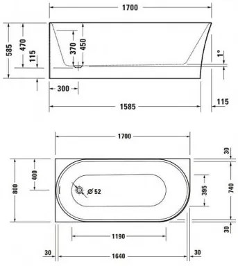 DURAVIT DuraSenja do ľavého rohu 170 x 80 cm biela 700580000000000