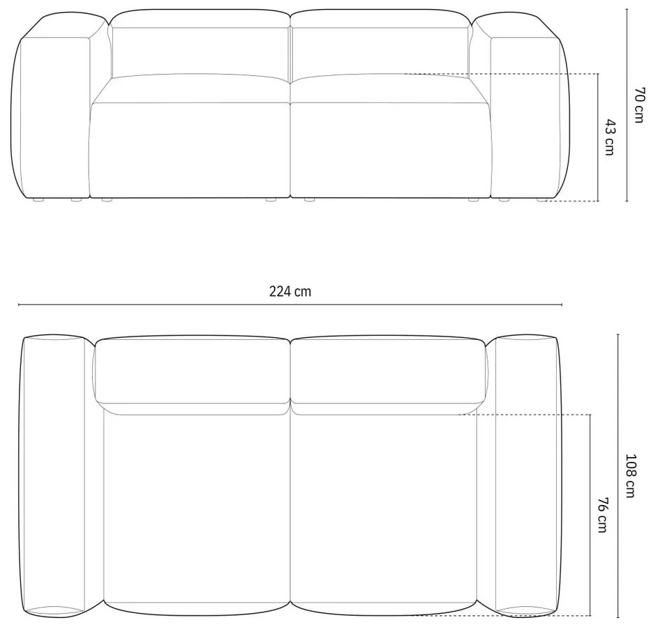 Tmavomodrá menčestrová pohovka 224 cm Bergano – Cosmopolitan Design