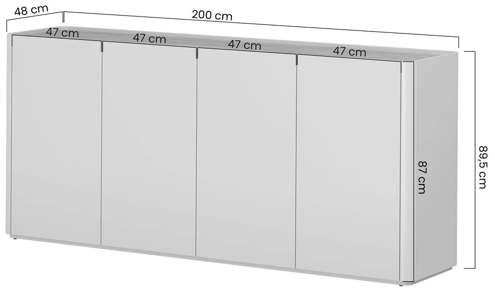 Komoda Elivo 200 cm - eukalyptus / dub baltic dune