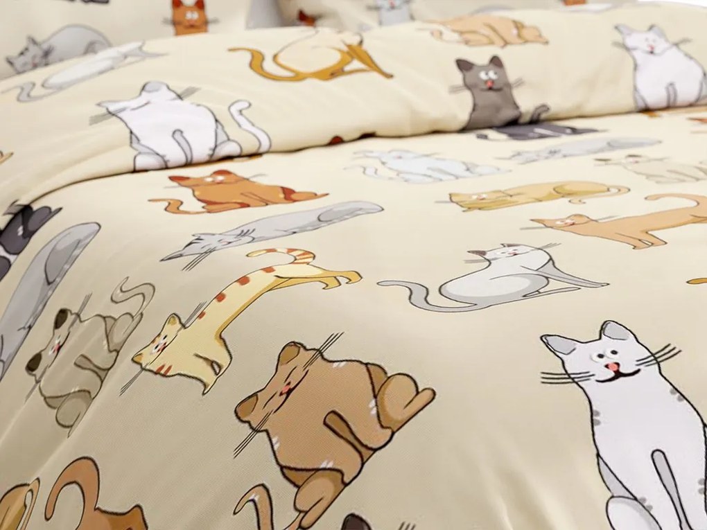 Flanelové obliečky COLORED CATS krémové Rozmer obliečky: 2 ks 70 x 90 cm | 200 x 220 cm