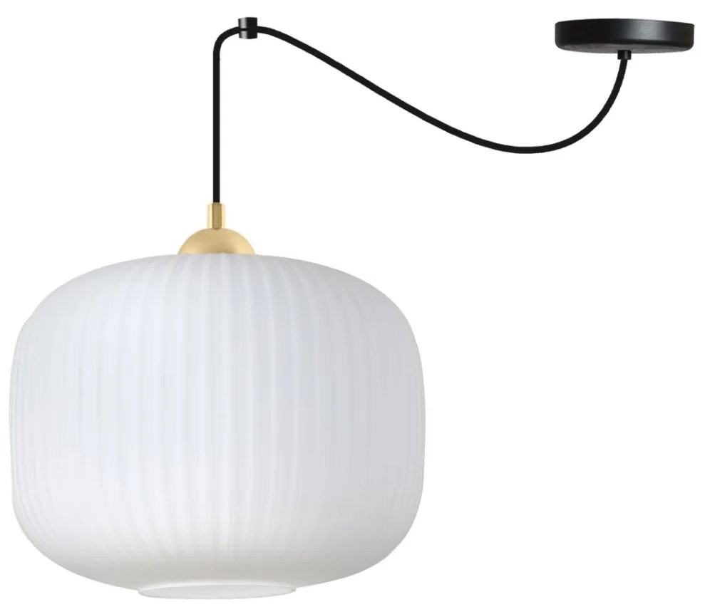 Závesné svietidlo Riffle Spider 3, 1x biele sklenené tienidlo, b/g