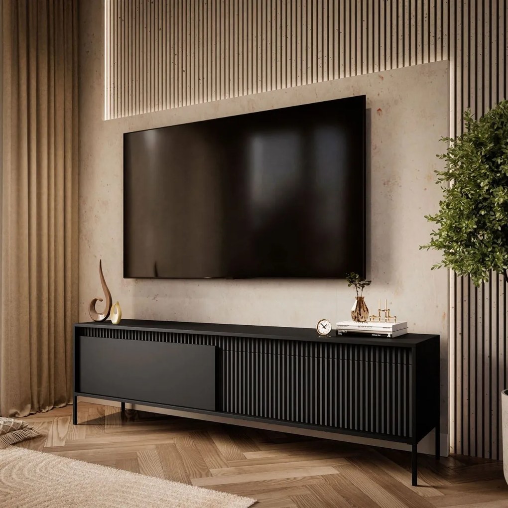 TV STOLÍK RAYMOND ČIERNY MATNÝ 187 cm