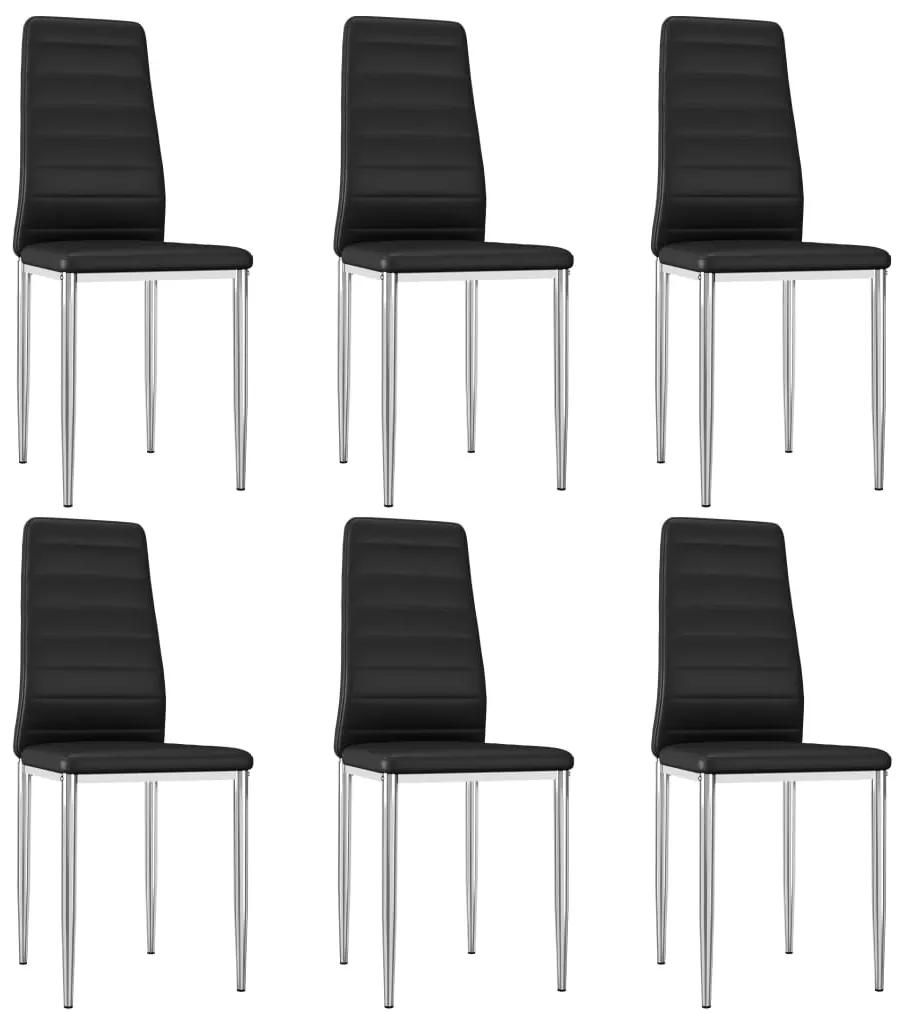 vidaXL Jedálenské stoličky 6 ks, čierne, umelá koža