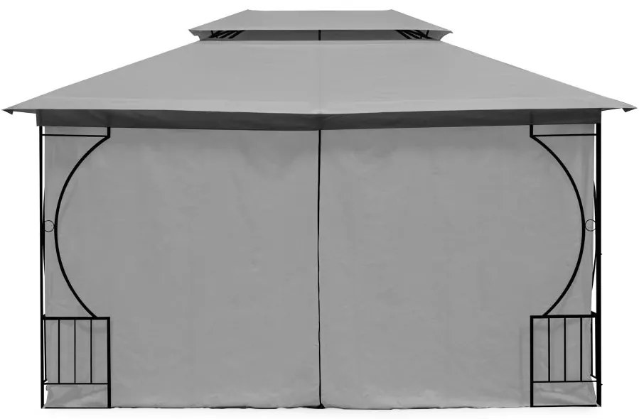 Záhradný pavilónový stan 4x3m - sivý - plné steny