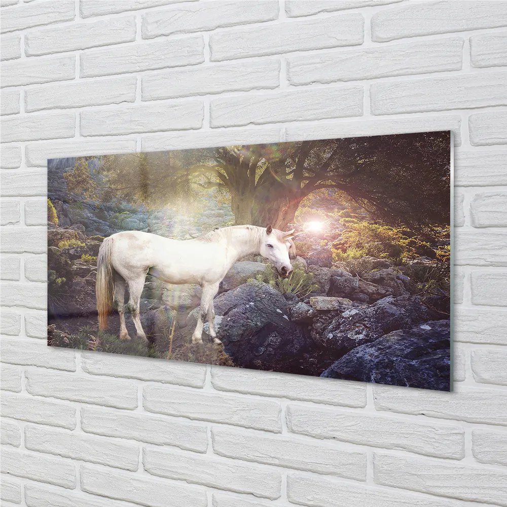 Nástenný panel  Unicorn v lese 120x60 cm