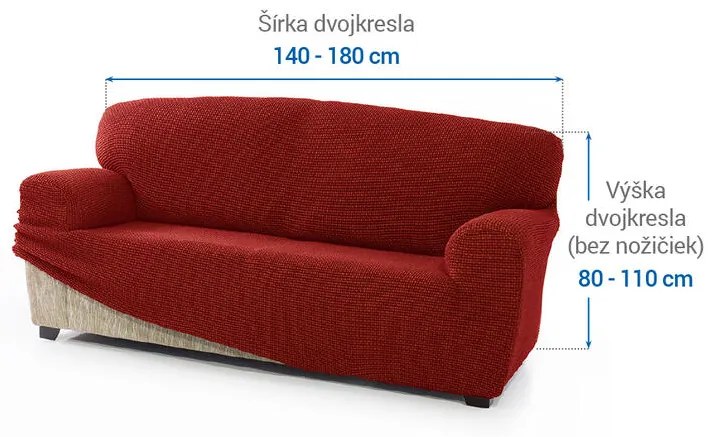 Super strečové poťahy NIAGARA tehlová dvojkreslo (š. 140 - 180 cm)