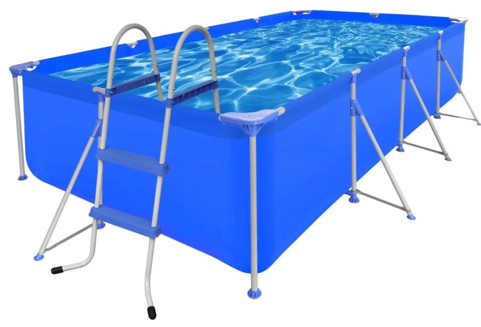 vidaXL Oceľový bazén s rebríkom, 394 x 207 x 80 cm (90530+90564)