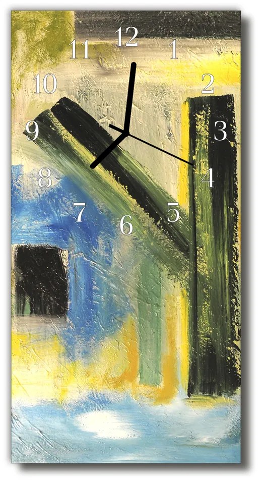 Sklenené hodiny vertikálne Umelecký vzor farebný 30x60 cm