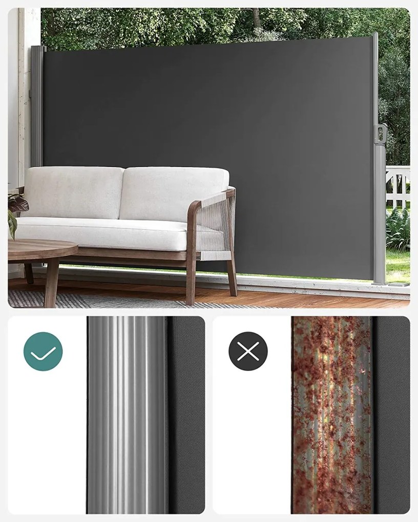 Bočná markíza Orrine 180x400 cm tmavo šedá