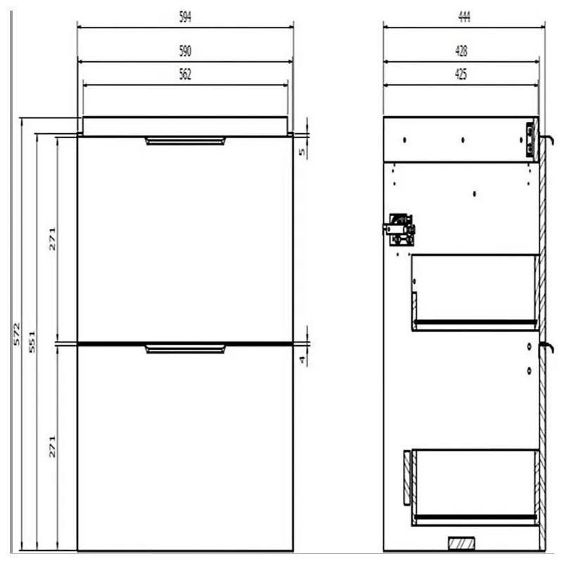 Cersanit Malika, závesná umývadlová skrinka 594x450x551 mm, dub, S598-045-DSM